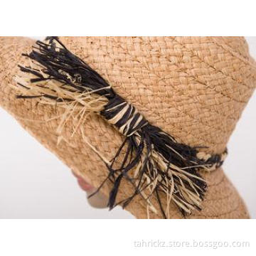 57cm Natural Short Brim Ladies Sun Hats / Raffia Braid Sewi